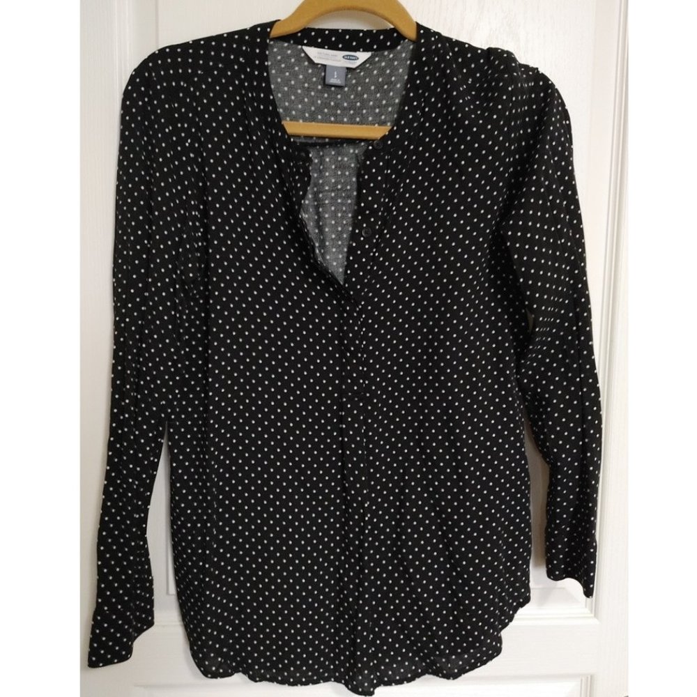 (S) Old Navy Top POLKA Black